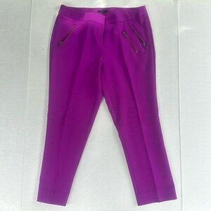 Worthington Womens Crop Length Pants Petite Size 2P Purple Slim Fit